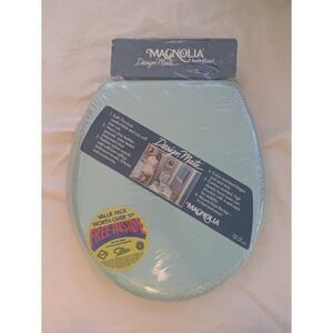 Vintage Magnolia DesignMate Soft Vinyl Toilet Seat Pale Jade Green Round NEW